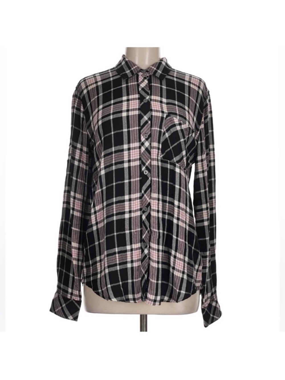 Rails Hunter Button Up Shirt in Onyx Rose Gold Plaid Women’s Medium - Picture 2 of 7